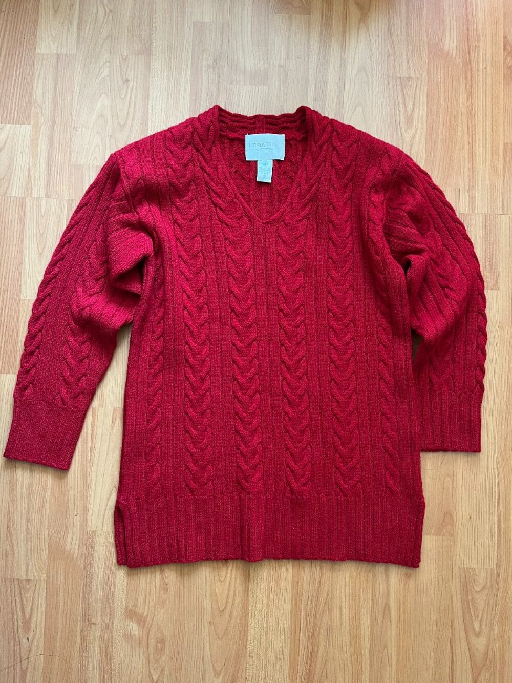 Vintage Nordstrom 100% Merino Wool Cabled Sweater